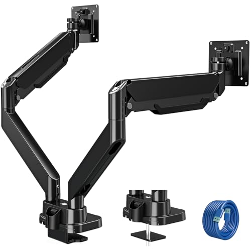 ELIVED Monitor Halterung 2 Monitore für 13-39" Bildschirme, Gasfeder Monitor Arm hält 2-15 kg Monitor mit VESA 75/100mm, Bildschirmhalterung 2 Monitore mit USB Kabeln EV3206 ELIVED Monitor Halterung 2 Monitore für 13-39" Bildschirme, Gasfeder Monitor Arm hält 2-15 kg Monitor mit VESA 75/100mm, Bildschirmhalterung 2 Monitore mit USB Kabeln EV3206 von ELIVED