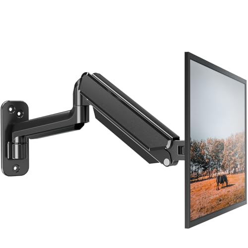 ELIVED Monitor Wandhalterung für 13-32" Bildschirme bis zu 9kg, VESA 75/100mm, Gasdruckfeder PC Monitor Hatlerung Wand, 180° Neigbar, 180° Schwenkbar, 360° Drehbar, Höhenverstellbar Monitorhalterung von ELIVED