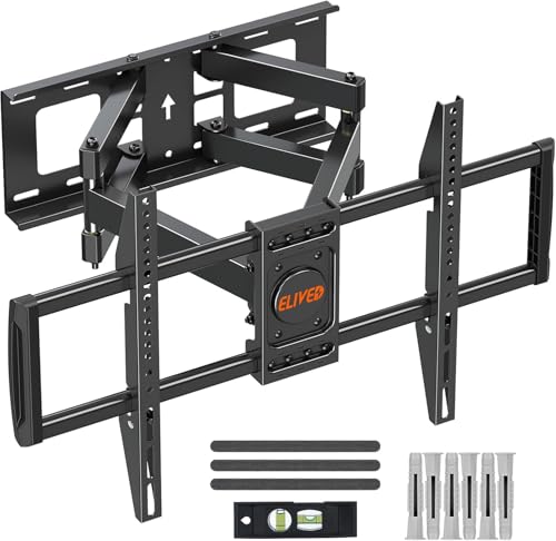 ELIVED Schwenkbare Neigbare TV Wandhalterung für 37-84 Zoll LED, LCD, OLED, Plasma TVs (Flach & Curved) bis zu 45kg mit Max VESA 600x400mm, Bewegliche Doppel Arm Fernseher Wandhalterung EV015 von ELIVED