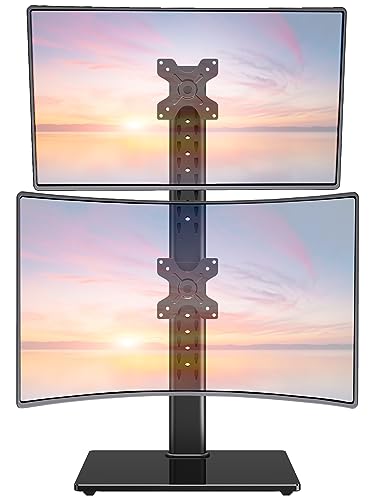 ELIVED Vertikaler Dual Monitor Ständer, Stapeln von Zwei Bildschirmen bis zu 32 Zoll, max. 15KG pro Monitor, Freistehende Monitor Halterung Höhenverstellbar,VESA 75/100mm, EV2012 von ELIVED