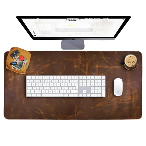 Schreibtischunterlage aus echtem Leder (81 x 40 cm), große Schreibtischabdeckung, Schreibtischunterlage für Tastatur, Gaming-Mauspad, Tisch, Laptop, Büro, Desktop-Zubehör, Antik 2 mm ELIZO von ELIZO