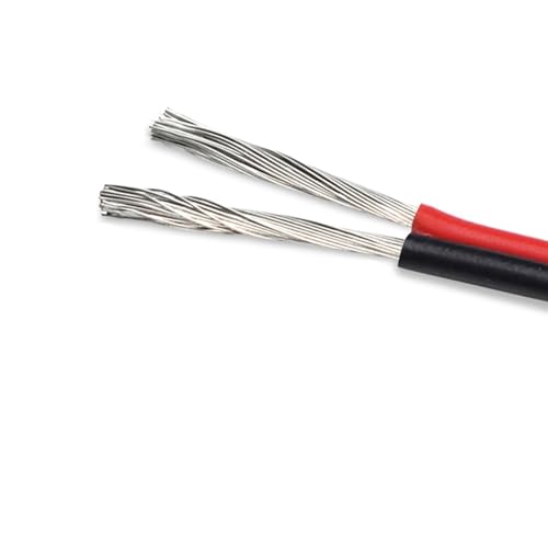 Kabel flexibel 2-poliger LED-Car-Audio-Draht, Flachbandkabel 12 V, elektrische Drähte for Lautsprecher, rot, schwarz, 10 m - 100 m Verlängerungsstecker (Size : 100 Meter, Color : 16 AWG) von ELLANA