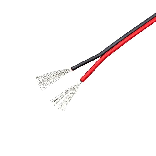 Kabel flexibel 22AWG-Lautsprecher-Flachkabel, 2-poliges rotes LED-Kupfer-Automobilkabel, 12 V, 3 V, 2 V elektrische Automobilkabel Verlängerungsstecker (Size : 50meter, Color : 20awg) von ELLANA