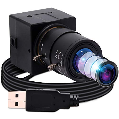 ELP 0.01 Lux Webcam 1080P Weitwinkel Einstellbar 2.8-12mm Vario Objektiv Low Illumination Minikamera 1/2.9 inch IMX323 Webkamera for Linux/Windows/Android USBFHD06H-SFV(2.8-12mm) von ELP