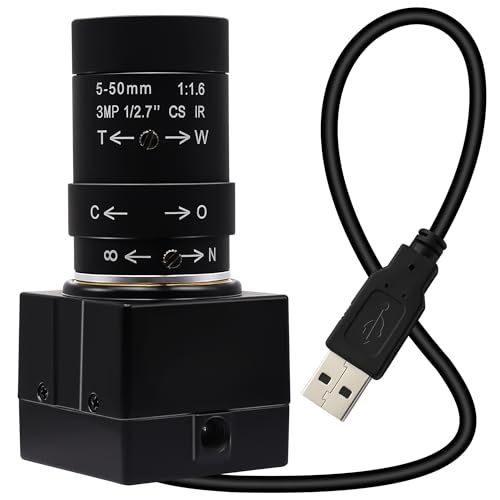 ELP 1080P USB Kamera 5-50mm 10-Fach optisches manuelles Zoomobjektiv, 2 MP USB-Kamera mit CMOS OV2710-Sensor, Streaming mit hoher Bildrate, Lehren, USB-Webcam für OpenCV Window/Linux/Raspberry Pi von ELP