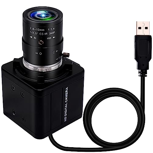 ELP 2MP 1080P Weitwinkel Web Kamera mit 2.8-12mm Zoom Objektiv,IMX323 Sensor Webcam Plug & Play für PC,Desktop,Variable Fokus Kamera USB für Windows,Linux,Mini Videokonferenz USB2.0 Kamera von ELP
