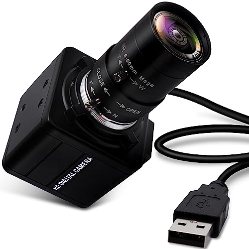 ELP 4K Web Kamera,Ultra HD IMX317 USB Kamera mit 5-50mm Zoom Objektiv,PC Mini Webkamera Unterstützung 3840x2160@30fps,2160P USB Videokonferenz Webcams für Windows/Linux USB4KHDR01-MFV(5-50) von ELP