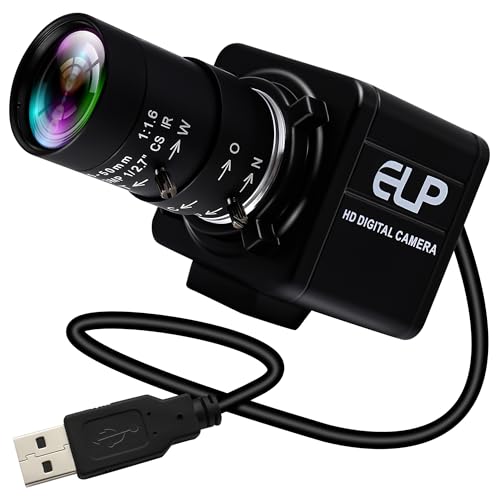 ELP 8 Megapixel Webcam mit HD 5-50mm Variofokus Objektiv,HD Streaming Kamera USB kompatibel mit Windows/Linux/Android Computer Zoom Web Kamera Plug & Play für PC Desktop, Laptop USB8MP02G-MFV(5-50) von ELP