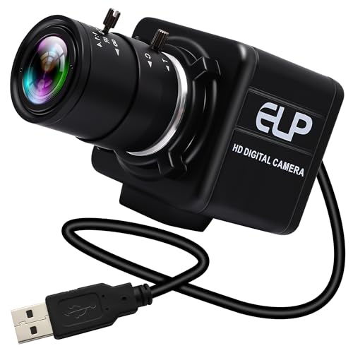 ELP 8MP USB Kamera Weitwinkel 2.8-12mm Manueller Zoom USB Webcam, Full HD 2448P USB Computer Kamera für Videokonferenz Varifocus Web Cams Nahaufnahme USB Kameras für Windows Linux Mac von ELP