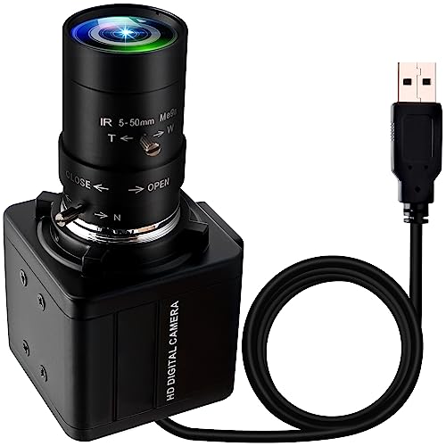 ELP FHD 1080P Zoom Webcam mit 5-50mm Variable Fokus Objektiv,2MP IMX323 Web Kamera Plug&Play,0.01Lux Geringe Beleuchtung Laptop PC Kamera USB Kompatibel mit Windows/Linux USBFHD06H-MFV(5-50) von ELP