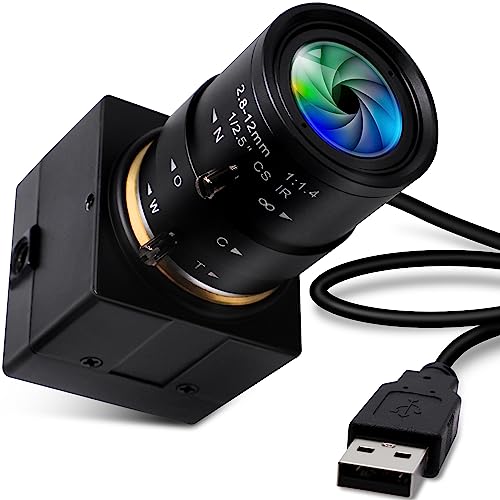 ELP USB-Kamera 1080P 2,8–12 mm 4-Fach optisches manuelles Zoomobjektiv, 2 MP USB-Kamera mit CMOS OV2710-Sensor, Streaming mit hoher Bildrate, Lehren, USB-Webcam für OpenCV Window/Linux/Raspberry Pi von ELP