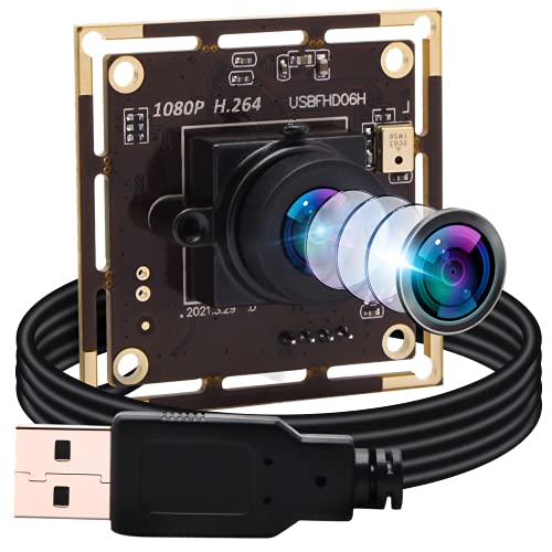 ELP Webcam Full HD 1080p H.264 USB Kamera Low Illumination mit 100 Grad Objektiv Keine Verzerrung von ELP
