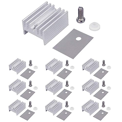 elpohl® 10er Set Aluminium TO-220 Kühlkörper Montagesets Kits, Kühlkörper + Schraube + Unterlegscheibe + Isolierer gummiertes Silikon für TO220 MOSFET-Transistor/LM78XX Spannungsregler(20mmx15mmx10mm) von ELPOHL