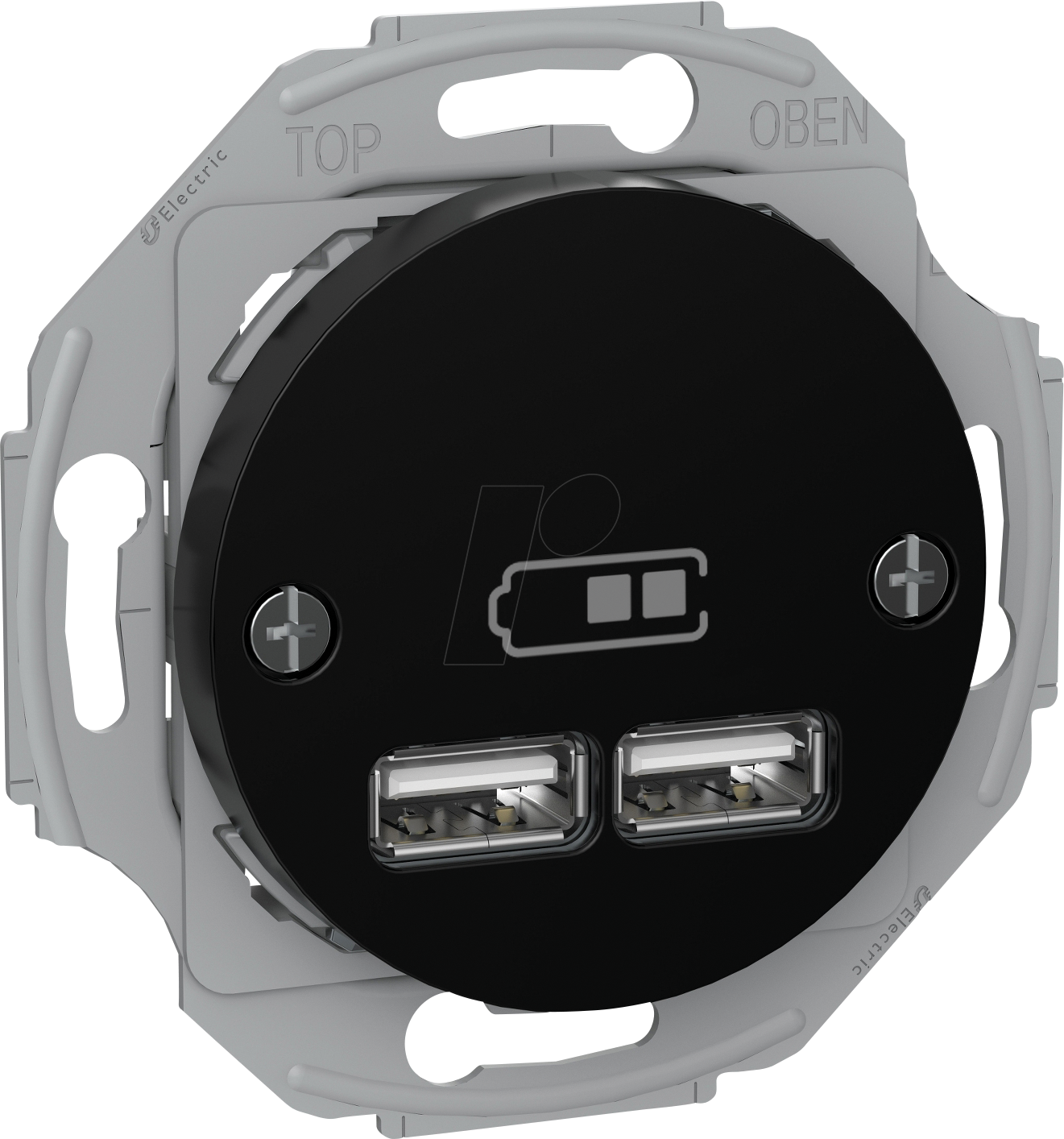 ELSO WDE011761 - USB-Ladestation, Einsatz, schwarz, rund, UP, Renova, Retro-Desig von ELSO