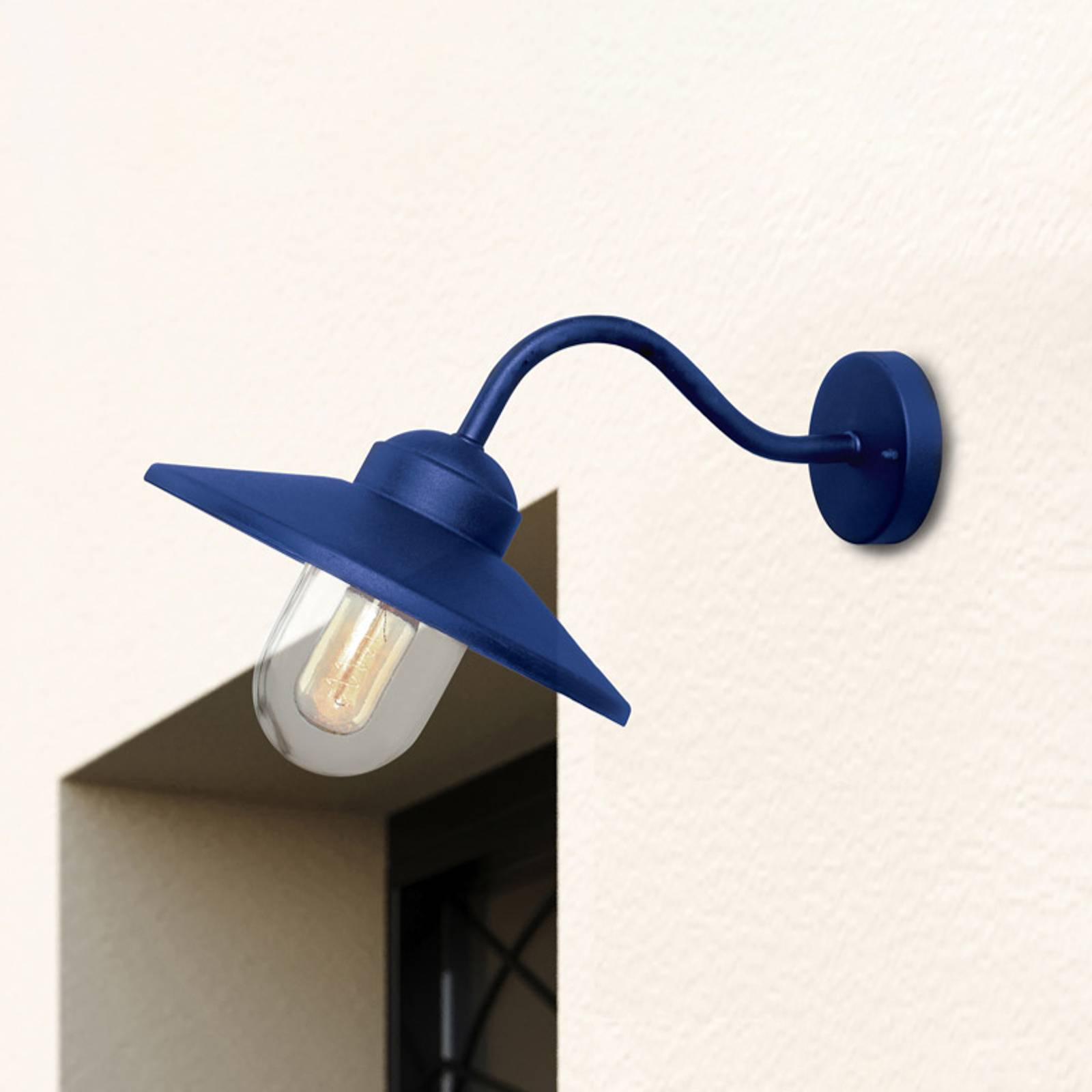 Außenwandleuchte Klampenborg, blau, Laterne, Edelstahl Außenwandleuchte Klampenborg, blau, Laterne, Edelstahl von ELSTEAD