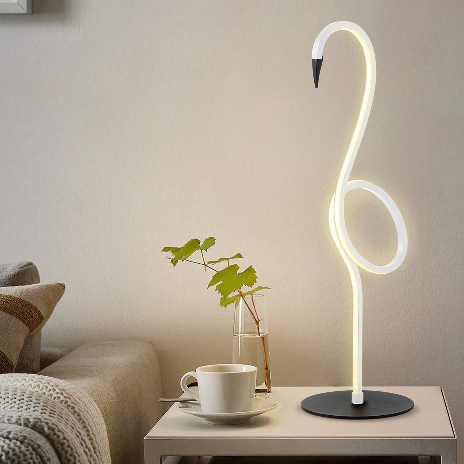 LED-Tischleuchte Flamingo, weiß, Metall, 50 cm hoch von ELSTEAD