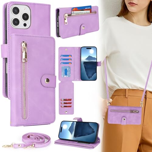 ELTEKER Handyhülle für iPhone 16 Pro Max Hülle mit Band,Handykette Klapphülle mit Kartenfach Schutzhülle Handytasche Leder Hülle für iPhone 16 Pro Max - Hellviolett ELTEKER Handyhülle für iPhone 16 Pro Max Hülle mit Band,Handykette Klapphülle mit Kartenfach Schutzhülle Handytasche Leder Hülle für iPhone 16 Pro Max - Hellviolett von ELTEKER