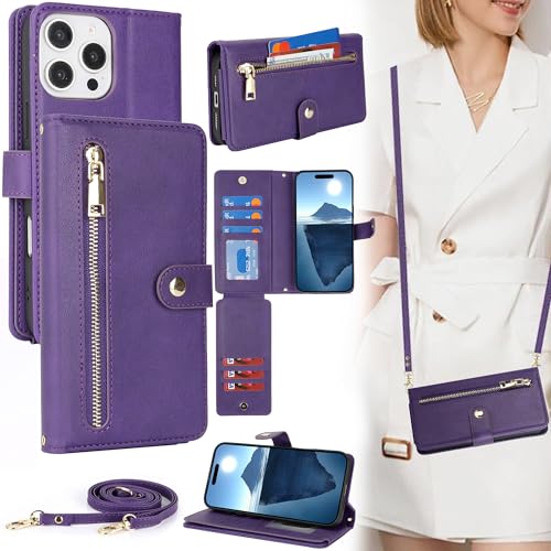 ELTEKER Handyhülle für iPhone 16 Pro Max Hülle mit Band,Handykette Klapphülle mit Kartenfach Schutzhülle Handytasche Leder Hülle für iPhone 16 Pro Max - lila ELTEKER Handyhülle für iPhone 16 Pro Max Hülle mit Band,Handykette Klapphülle mit Kartenfach Schutzhülle Handytasche Leder Hülle für iPhone 16 Pro Max - lila von ELTEKER