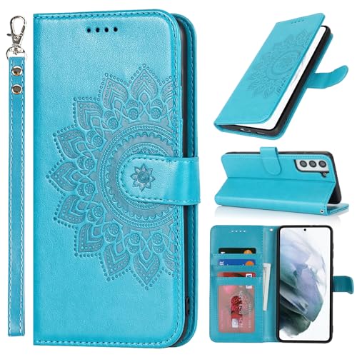 ELTEKER Handyhülle für Samsung Galaxy S21 Plus Hülle Klapphülle Lederhülle mit Kartenfach und Ständer,Schutzhülle Handytasche Hülle für Samsung Galaxy S21 Plus 5G, Blau von ELTEKER