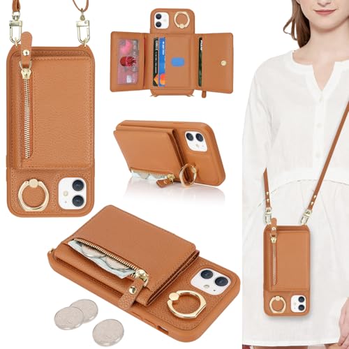 ELTEKER Handyhülle für iPhone 11 Hülle mit Band Kartenfach Handykette Ringhalterung Geldbörse,Leder Klapphülle Umhängetasche Handytasche für iPhone 11 - braun ELTEKER Handyhülle für iPhone 11 Hülle mit Band Kartenfach Handykette Ringhalterung Geldbörse,Leder Klapphülle Umhängetasche Handytasche für iPhone 11 - braun von ELTEKER