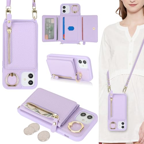 ELTEKER Handyhülle für iPhone 12 Mini Hülle mit Band Kartenfach Handykette Ringhalterung Geldbörse,Leder Klapphülle Umhängetasche Handytasche für iPhone 12 Mini - lila ELTEKER Handyhülle für iPhone 12 Mini Hülle mit Band Kartenfach Handykette Ringhalterung Geldbörse,Leder Klapphülle Umhängetasche Handytasche für iPhone 12 Mini - lila von ELTEKER