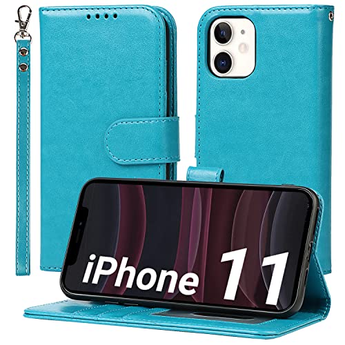 ELTEKER Handyhülle iPhone 11 Klapphülle, Hülle für iPhone 11, [3 Kartenfächer] [Leder] [Magnet Verschluss] schutzhülle Ledertasche Hülle für iPhone 11, Blau von ELTEKER