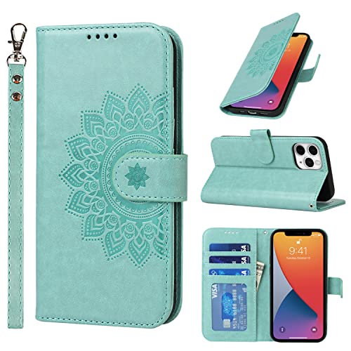 ELTEKER Handyhülle iPhone 11 Pro Max, Hülle iPhone 11 Pro Max Klapphülle, [3 Kartenfächer] [Magnet Verschluss] Eleganter Prägung Schutzhülle Ledertasche Handyhülle für iPhone 11 Pro Max, Grün von ELTEKER