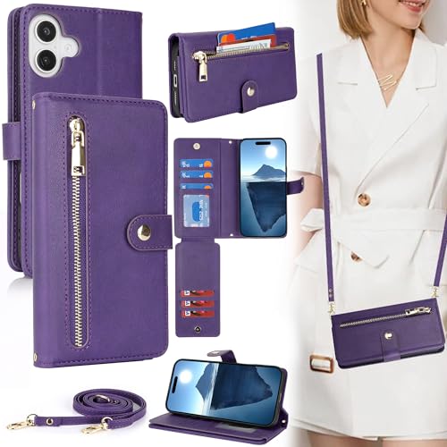 ELTEKER Hülle für iPhone 16 Plus Handyhülle mit Band,Klapphülle iPhone 16 Plus mit Kartenfach,Handykette Schutzhülle Handytasche Leder Hülle für iPhone 16 Plus - lila ELTEKER Hülle für iPhone 16 Plus Handyhülle mit Band,Klapphülle iPhone 16 Plus mit Kartenfach,Handykette Schutzhülle Handytasche Leder Hülle für iPhone 16 Plus - lila von ELTEKER