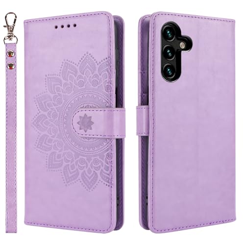 ELTEKER Handyhülle für Samsung Galaxy A54 Hülle, Klapphülle Lederhülle mit Kartenfäch Handytasche Schutzhülle für Samsung Galaxy A54, Violett von ELTEKER