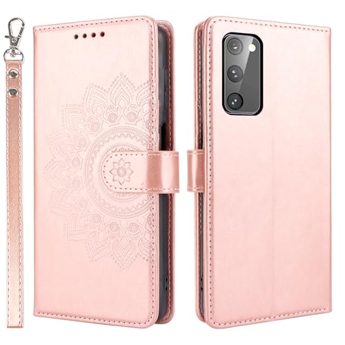 ELTEKER Hülle für Samsung Galaxy S20,Klapphülle Samsung Galaxy S20 Handyhülle Lederhülle mit 3 Kartenfächer und Standfunktion,Schutzhülle Handytasche Hülle für Galaxy S20, Roségold von ELTEKER