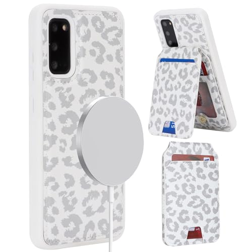 ELTEKER Hülle für Samsung Galaxy S20 FE 5G Handyhülle mit Kartenfach Magsafe Wallet Magnetischer Kartenhalter mit Ständer,Klapphülle Leder Schutzhülle für Galaxy S20 FE-Leopard von ELTEKER