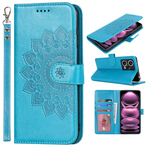 ELTEKER Hülle für Xiaomi Redmi Note 12 Pro Handyhülle, Klapphülle Lederhülle mit Kartenfächer,Schutzhülle Handytasche Hülle für Redmi Note 12 Pro, Blau von ELTEKER