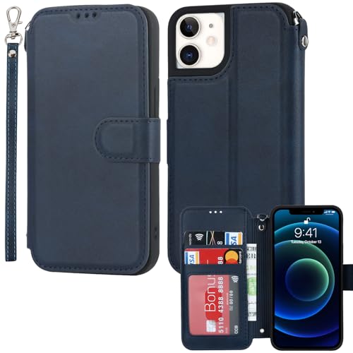 ELTEKER Hülle für iPhone 11 Klapphülle,Handyhülle iPhone 11 Lederhülle mit Kartenfach,Perfekt Schutz Case mit Ständer Handytasche Hülle für iPhone 11,Blau von ELTEKER