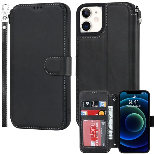 ELTEKER Hülle für iPhone 11 Klapphülle,Handyhülle iPhone 11 Lederhülle mit Kartenfach,Perfekt Schutz Case mit Ständer Handytasche Hülle für iPhone 11,Schwarz von ELTEKER