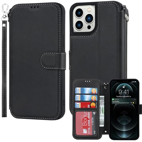 ELTEKER Hülle für iPhone 11 Pro Klapphülle,Handyhülle iPhone 11 Pro Lederhülle mit Kartenfach,Perfekt Schutz Case mit Ständer Handytasche Hülle für iPhone 11 Pro,Schwarz von ELTEKER