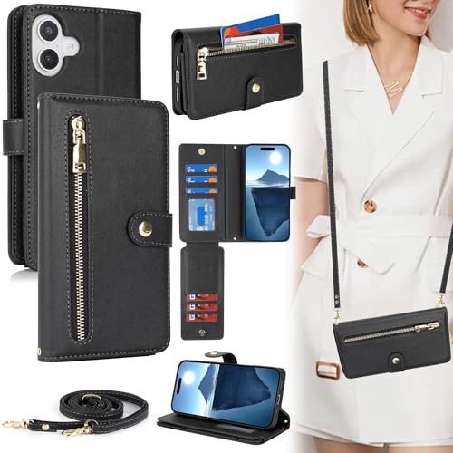 ELTEKER Hülle für iPhone 16 Plus Handyhülle mit Band,Klapphülle iPhone 16 Plus mit Kartenfach,Handykette Schutzhülle Handytasche Leder Hülle für iPhone 16 Plus - Schwarz ELTEKER Hülle für iPhone 16 Plus Handyhülle mit Band,Klapphülle iPhone 16 Plus mit Kartenfach,Handykette Schutzhülle Handytasche Leder Hülle für iPhone 16 Plus - Schwarz von ELTEKER