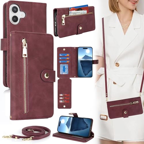 ELTEKER Hülle für iPhone 16 Plus Handyhülle mit Band,Klapphülle iPhone 16 Plus mit Kartenfach,Handykette Schutzhülle Handytasche Leder Hülle für iPhone 16 Plus - weinrot ELTEKER Hülle für iPhone 16 Plus Handyhülle mit Band,Klapphülle iPhone 16 Plus mit Kartenfach,Handykette Schutzhülle Handytasche Leder Hülle für iPhone 16 Plus - weinrot von ELTEKER