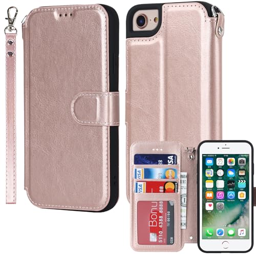 ELTEKER Hülle für iPhone 7/8/SE2/SE3, Klapphülle mit Kartenfach, Ständer, Perfekt Schutz Tasche Leder Hülle, Rosa ELTEKER Hülle für iPhone 7/8/SE2/SE3, Klapphülle mit Kartenfach, Ständer, Perfekt Schutz Tasche Leder Hülle, Rosa von ELTEKER