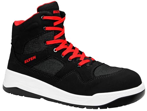 ELTEN Sicherheitsschuhe Lakers Black Mid ESD S1P, Damen und Herren, Textil, Kunststoffkappe (Leichter als Stahlkappe), leicht, sportlich, Schwarz Schwarz 42 von ELTEN