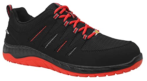 ELTEN Sicherheitsschuhe MADDOX black-red Low ESD S3, Herren, Textil, Stahlkappe, leicht, sportlich, Schwarz/Rot, Größe: 44 von ELTEN