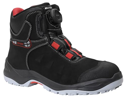 ELTEN Sicherheitsschuhe TILL BOA Mid ESD S3, Damen und Herren, Leder, Stahlkappe, leicht, robust, Schwarz/Rot, Größe: 37 von ELTEN