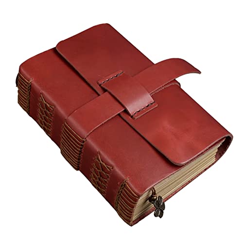 ELUKHT A6 Dickes Ledergebundenes Tagebuch, Vintage-Notizbuch, perfekt mit Gürtelverschluss, zum Schreiben von Geschenken, Reisen, Lebensplaner von ELUKHT