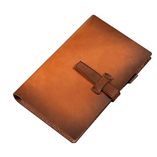 ELUKHT Befüllbares Hardcover-Notizbuch, College, liniert, Tagebuch, Ledereinband mit Innentasche, Stifthalter für Geschenk, Schule, Arbeit, Reisen (Messing, A6) von ELUKHT