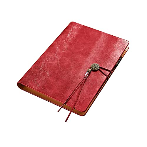 ELUKHT Hardcover liniertes Tagebuch, Notizbuch mit Stifthalter und Kartenschlitz, College-Notizbuch, liniert, Kunstleder für Arbeit, Schule (rot) von ELUKHT