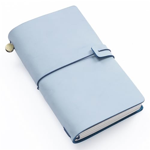 ELUKHT Leder-Notizbuch, Reise-Notizbuch, handgefertigtes Handbuch, Vintage-Notizblock für Büro, Zuhause, Schule (Blau, L) von ELUKHT