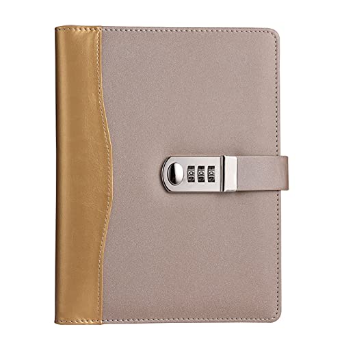 ELUKHT Notizbuch, A5, Business-Notizbücher, PU-Leder, Tagebuch mit Zahlenschloss, nachfüllbarer Notizbuch, blanko, 100 Blatt, 200 Seiten, vielseitig und stilvoll ELUKHT Notizbuch, A5, Business-Notizbücher, PU-Leder, Tagebuch mit Zahlenschloss, nachfüllbarer Notizbuch, blanko, 100 Blatt, 200 Seiten, vielseitig und stilvoll von ELUKHT