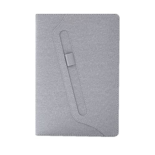 ELUKHT Notizbuch mit Lesezeichen und Stifteeinsatz, liniertes Notizbuch mit Hardcover, Leder, für Arbeit, Büro, Schule, Grau, A5 von ELUKHT