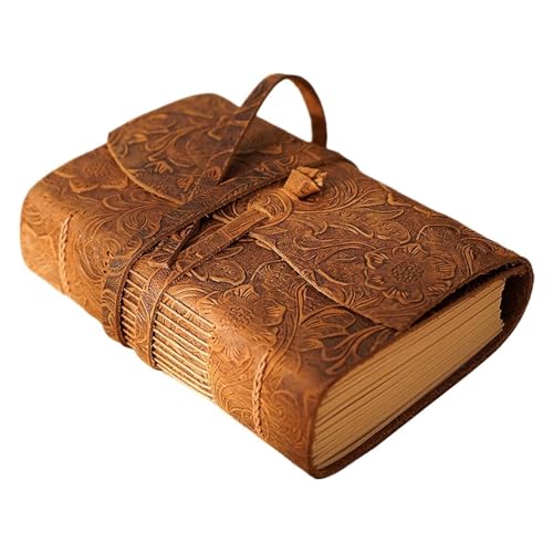 ELUKHT Vintage Nachfüllbares Notizbuch Vintage Tragbares Mini-Notizbuch 400 Blatt Kraftpapier Agenda Planer Tagebuch Ledereinband Notizbuch Skizzenbuch Büro Schule für Männer Frauen von ELUKHT