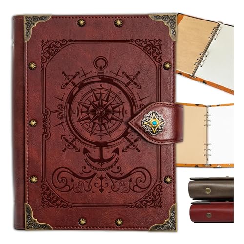 ELUKHT Vintage nachfüllbares Notizbuch, Tagebuch, Notizbuch, einzigartiger A5-Binder, 400 Seiten für Blanko-Blatt, Vintage-Notizbuch für Damen und Herren, für Männer und Frauen ELUKHT Vintage nachfüllbares Notizbuch, Tagebuch, Notizbuch, einzigartiger A5-Binder, 400 Seiten für Blanko-Blatt, Vintage-Notizbuch für Damen und Herren, für Männer und Frauen von ELUKHT