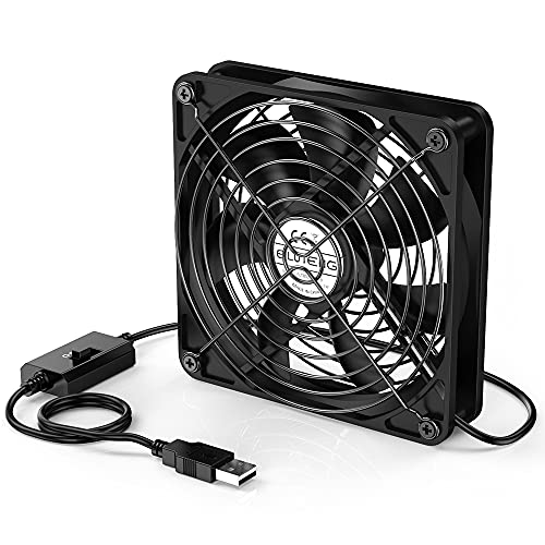 ELUTENG 120mm USB Lüfter 5V mit 3 Einstellbare Geschwindigkeiten, USB PC Computer Lüfter USB Ventilator 120mm Axiallüfter Kompatibel mit Computer/PS4/TV Box/Empfänger/AV-Kabine/Router von ELUTENG